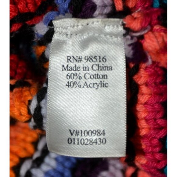 Coldwater Creek Full Zip Colorful Rainbow Crochet Cardigan Sweater Size L - Picture 9 of 10